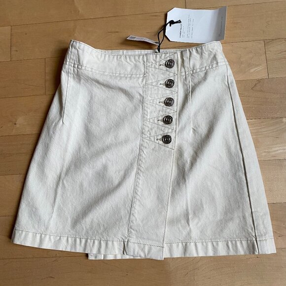 𝅺CURRENT/ELLIOTT BNWT White Jean Mini Wrap Skirt 25 - Picture 3 of 10